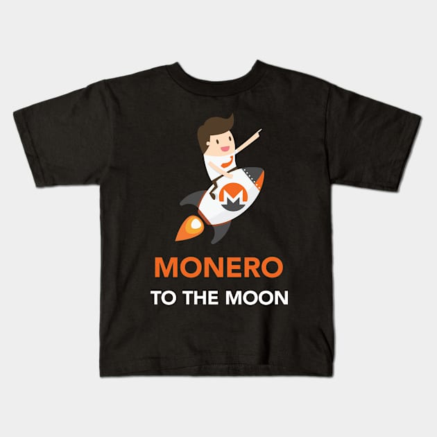 Monero Coin To The Moon - Monero Cryptocurrency Kids T-Shirt by vladocar